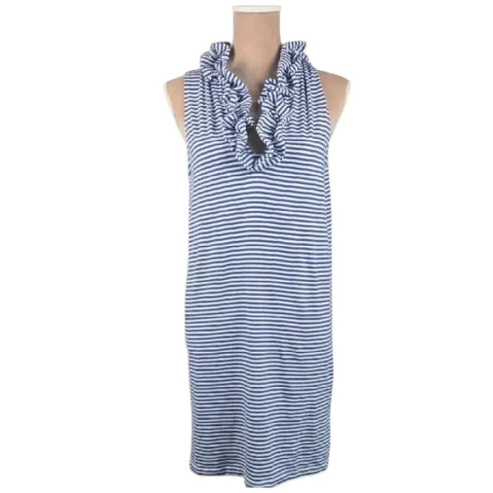 Just Madras Sailor Salor Cotton Skipper Sleeveless Dress Blue Stipe Size Medium